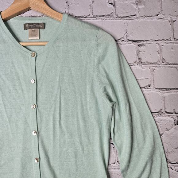Tommy Bahama Silk Cashmere Mint Green Small Button Cardigan Sweater Size Medium - Picture 4 of 9